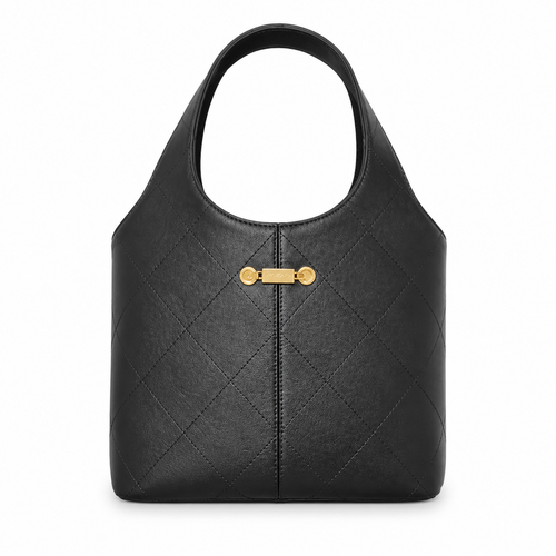 Chanel Black Quilted Leather Large Hobo Tote | Gold Bar Clasp & Arch Top Handle