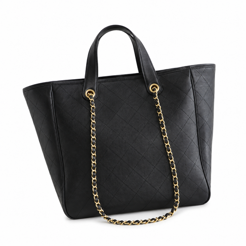 Chanel Black Caviar Leather Large Quilted Shopper Tote | Dual Handles & Gold CC Chain