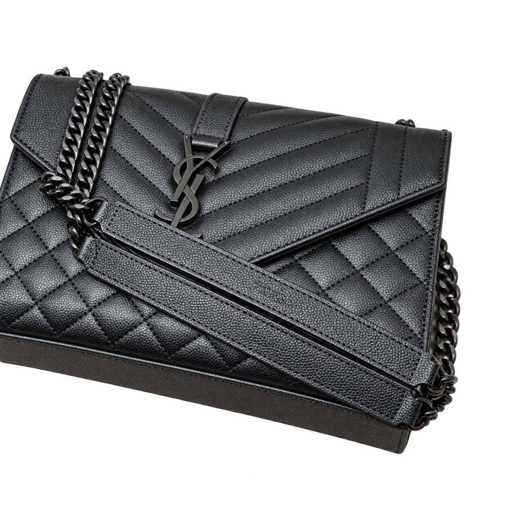 Saint Laurent YSL Envelope Medium – Black on Black
