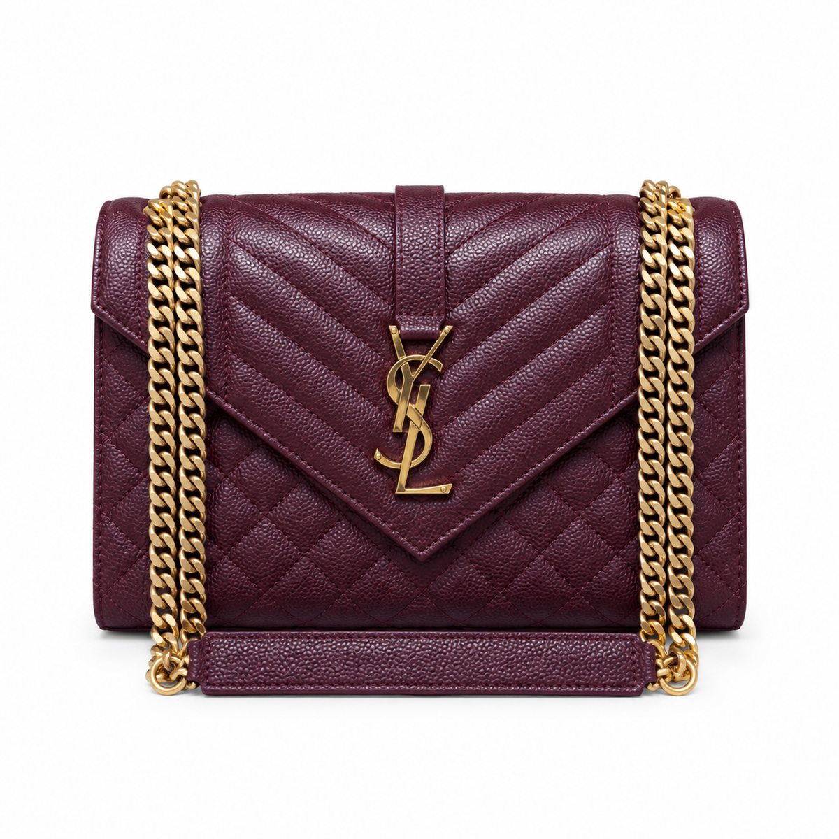 Saint Laurent YSL Envelope Bag – Burgundy Gold