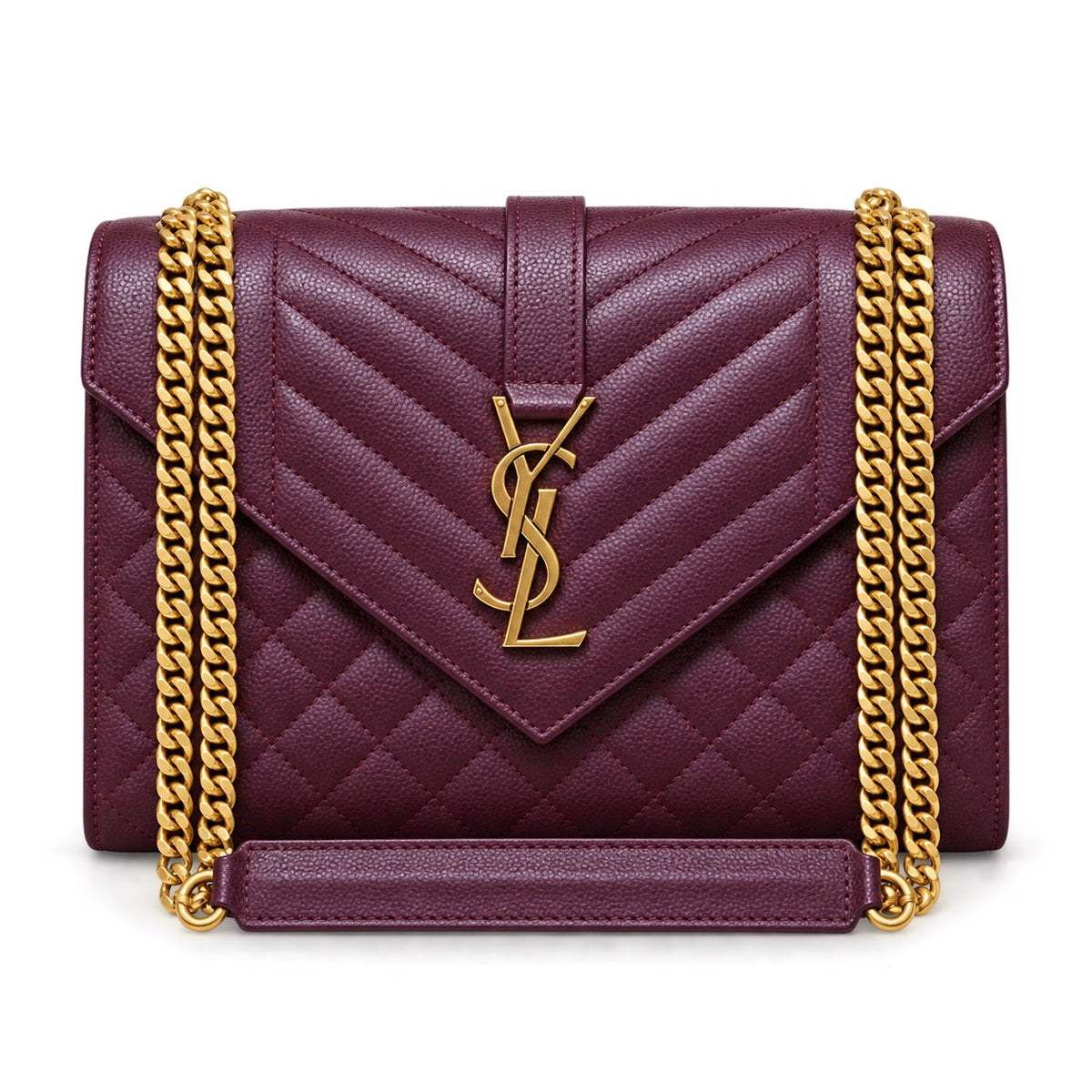 Saint Laurent YSL Envelope Medium – Plum Gold Chain