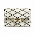 Chanel CC Sequin Flap Bag | White & Black Sequin & Gold — 21cm