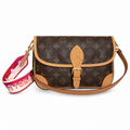 Louis Vuitton Diane Monogram Canvas Flap Crossbody Bag with Pink Cherry Blossom Strap