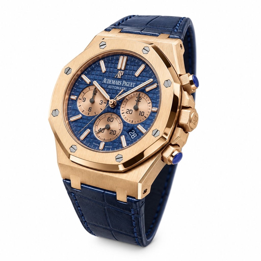 Audemars Piguet Royal Oak Chronograph Rose Gold Blue Dial