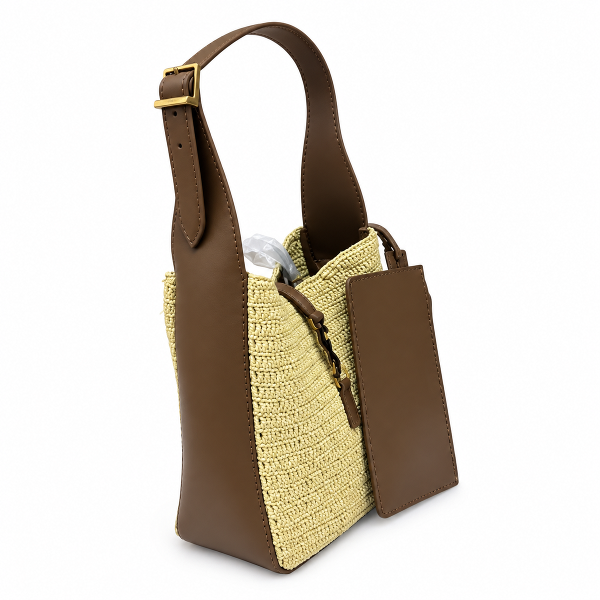 Saint Laurent YSL Le 5 à 7 Raffia Tote – Natural Brown