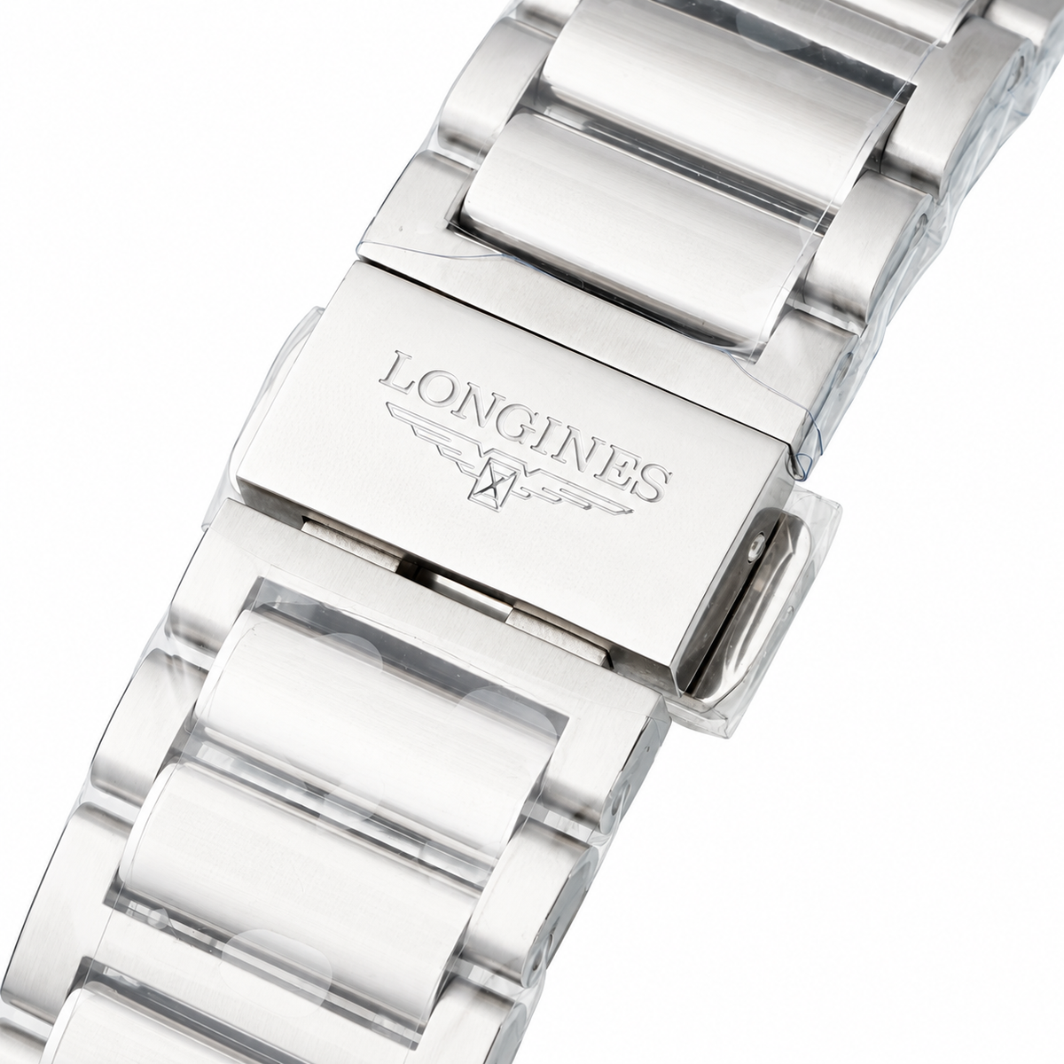 Longines Conquest Automatic Chronograph White Dial Blue Bezel Steel Bracelet