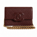 Chanel Burgundy Caviar WOC | Seam-Crossing CC & Gold Chain — 19cm