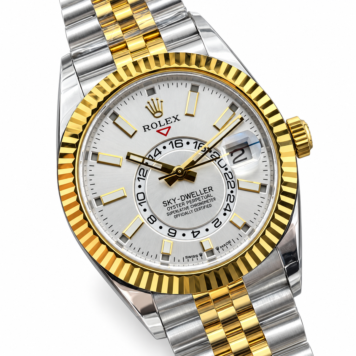 Rolex Sky-Dweller 42mm White Dial Automatic Watch – Rolesor, Annual Calendar, Dual Time Zone