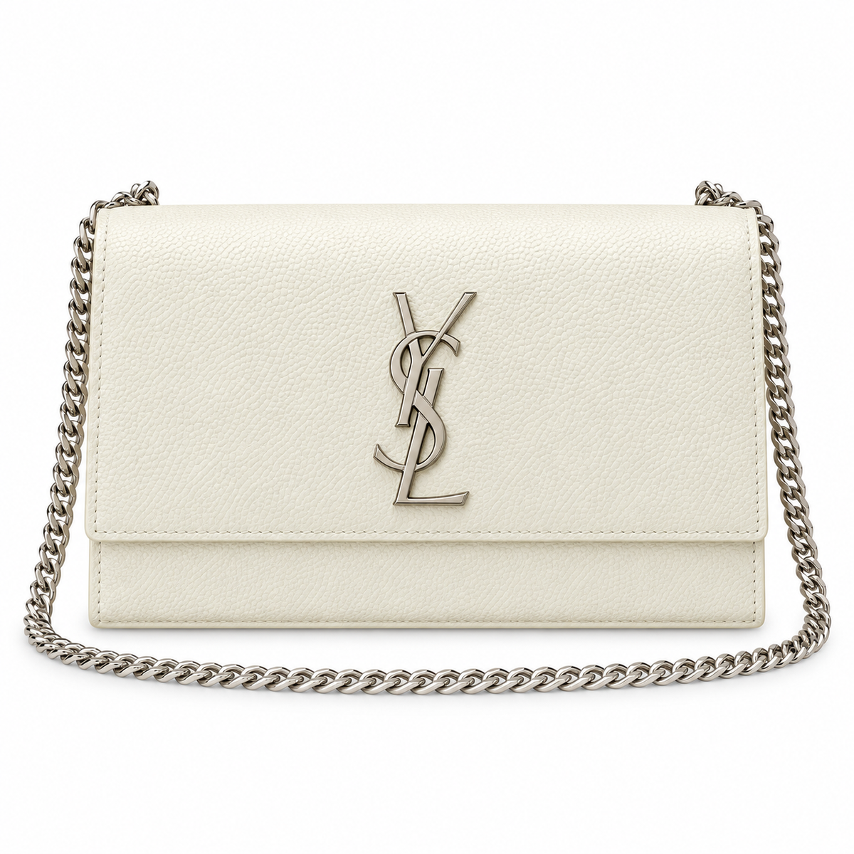 Saint Laurent YSL Kate Chain Bag – Cream Silver