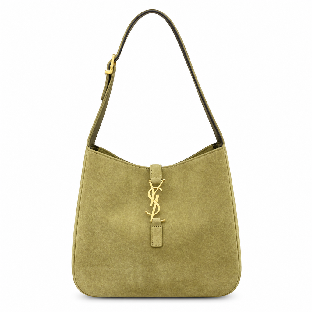 Saint Laurent YSL Le 5 à 7 Hobo – Sage Suede Gold