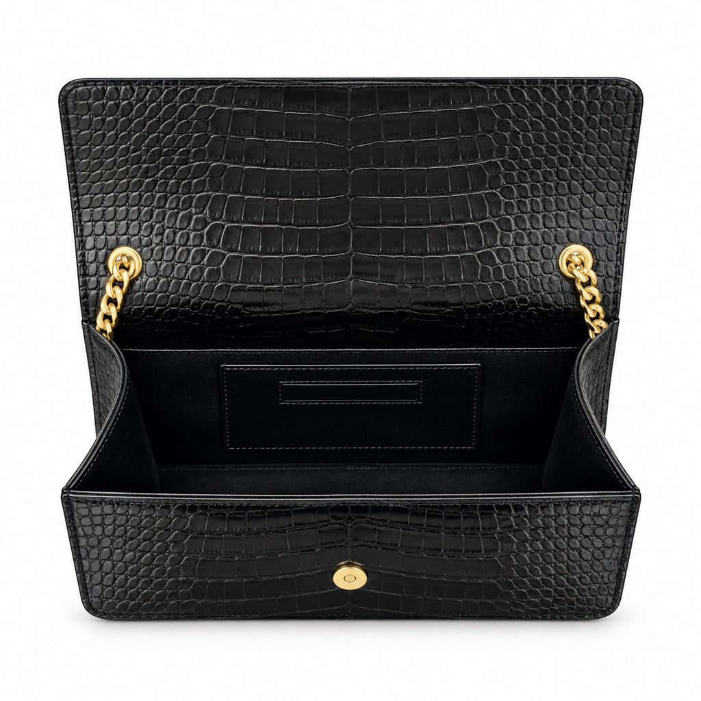 Saint Laurent YSL Kate Tassel Chain Bag – Black Croc