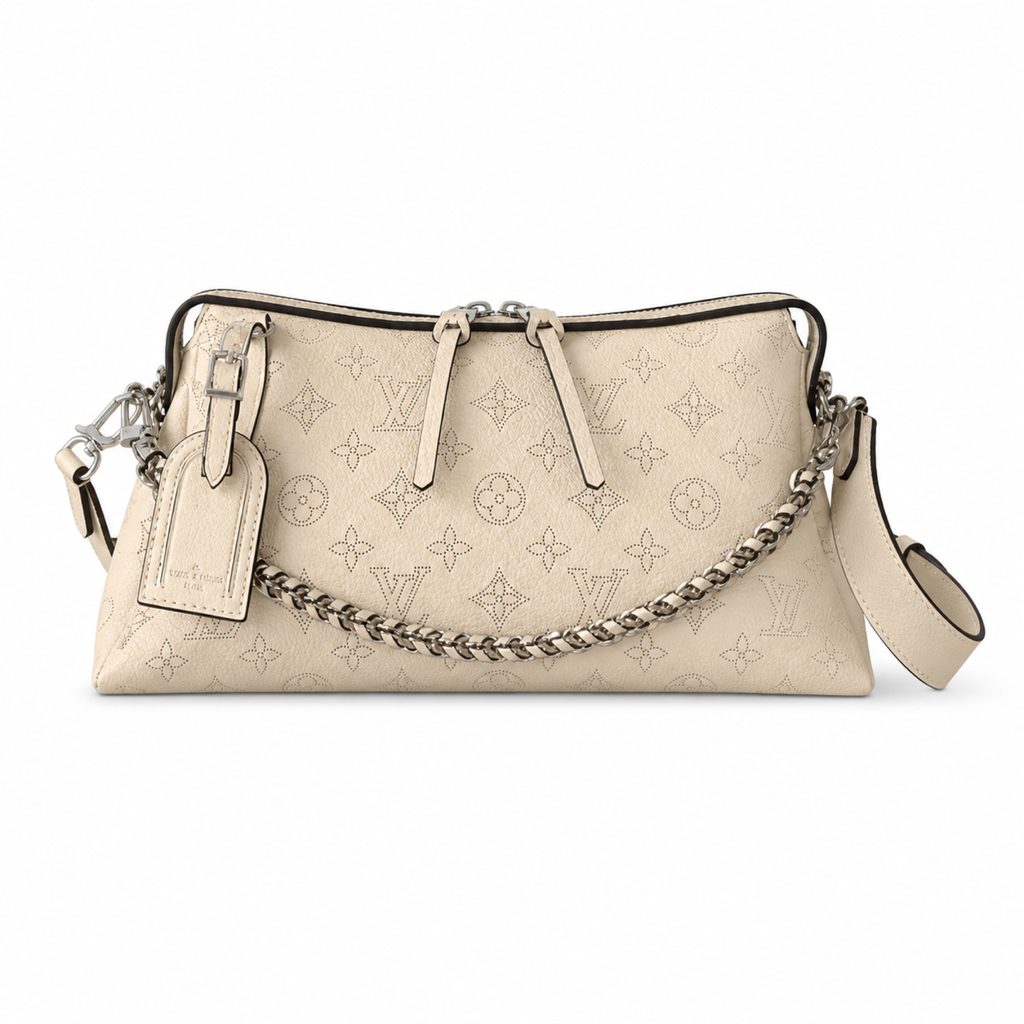 Louis Vuitton Beaubourg Hobo MM Cream Mahina Perforated Leather Chain Bag - Front View