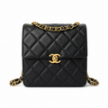 Chanel Classic Quilted Backpack Black Caviar Leather | Gold CC Chain Straps — 20cm