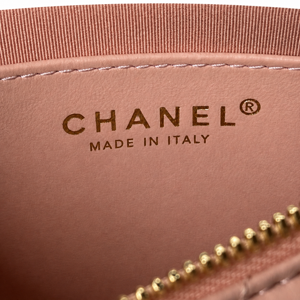 Chanel Blush Quilted Crescent Chain Shoulder Bag