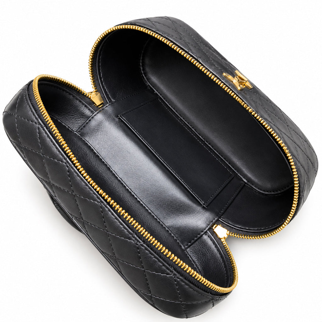 YSL Saint Laurent Quilted Vanity Case Bag Black