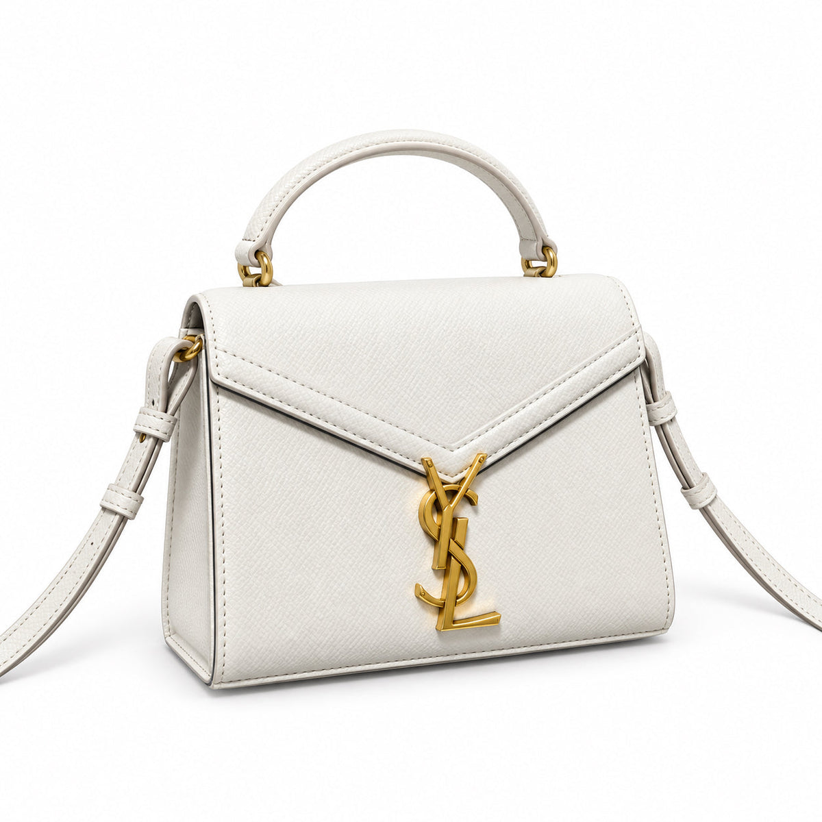 Saint Laurent Cassandra Mini – Cream Smooth Leather Gold