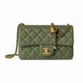 Chanel Classic Quilted Mini Flap Bag | CC Turn-Lock Leather Chain Strap — 20cm White
