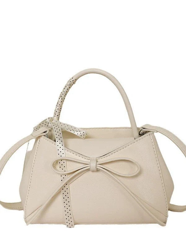 Cream Bow Front Top Handle Bag 28cm
